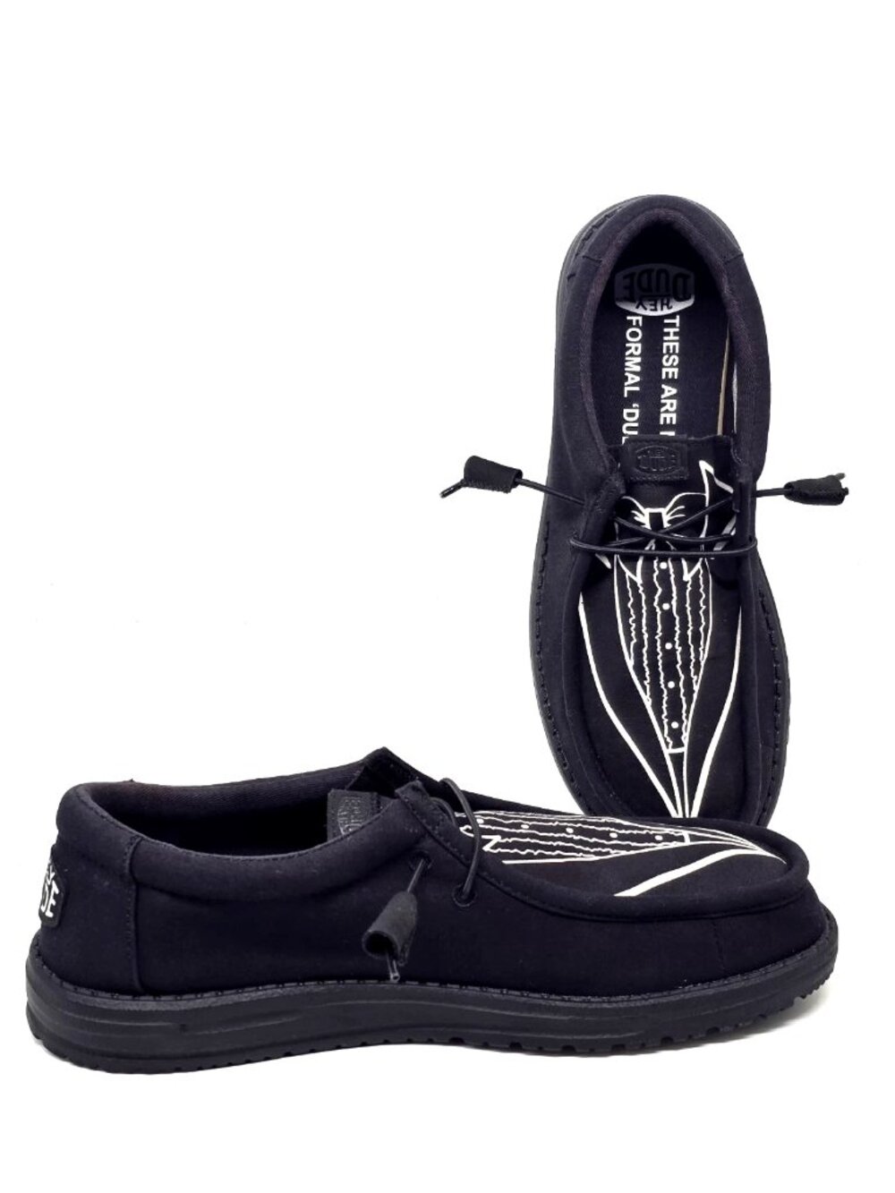 Hey Dude Wally Tuxedo Funk Black Slip-on Canvas Shoes Men's Size 11